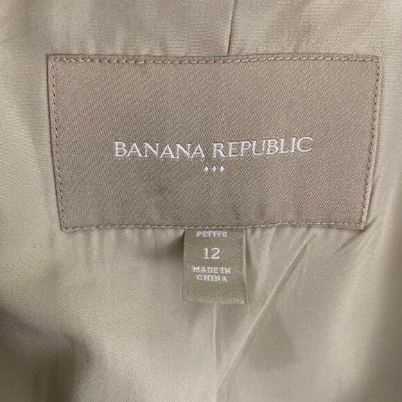 Banana Republic Petite Size 12P Blazer Jacket Beige 1 Button Cotton Career Work - Picture 12 of 13